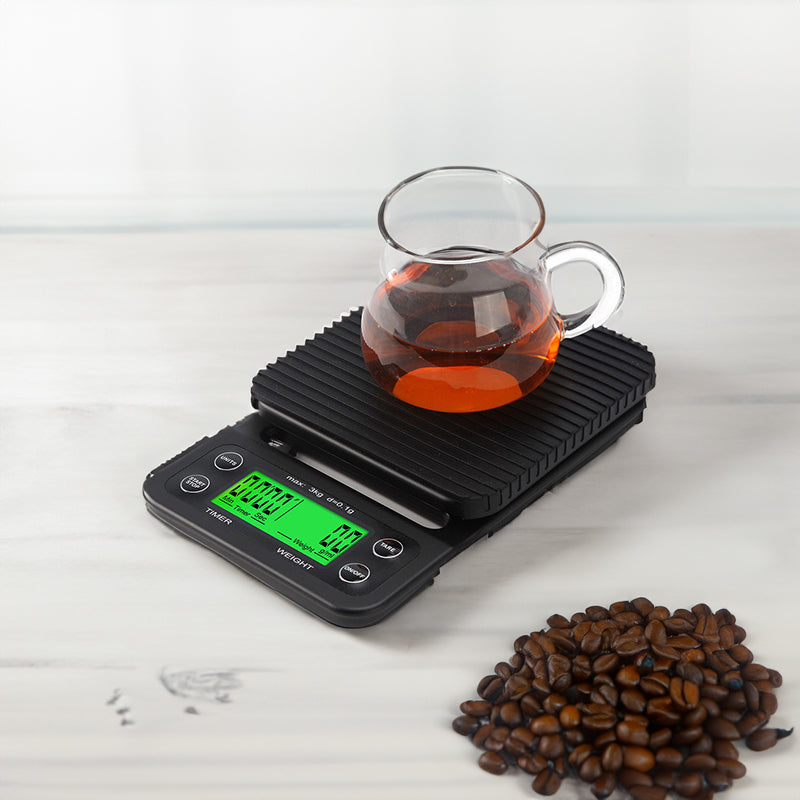 Digital Kitchen Coffee Scale - High Precision LCD - 3kg Capacity, 0.1g Precision, Tare Weight + Timer ⏰️