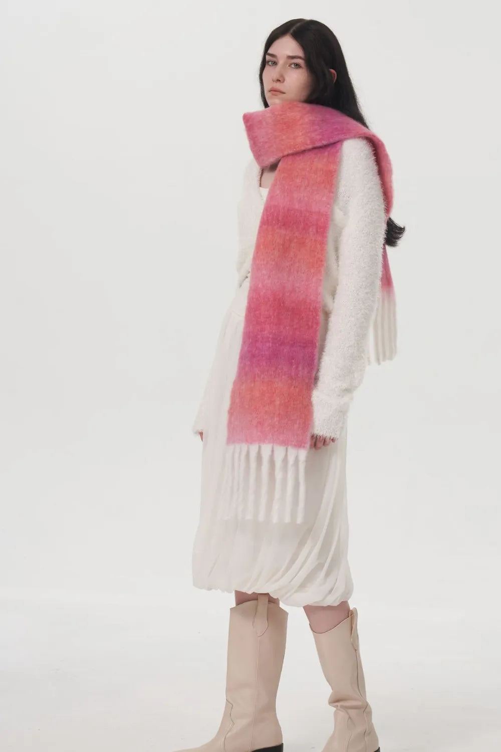 GIANT Thick Gradient Thermal Scarf with Fringes ♨️🧣 Warm Seasonal Comfort, Buy 2, Save More ! ✂️🔖