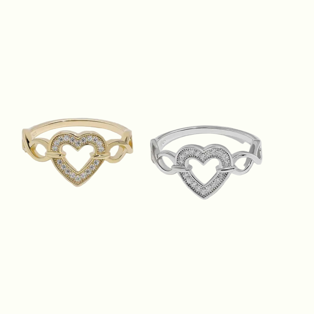 Gorgeous 925 Sterling Silver Heart Ring in Gold or Silver Plated Elegance