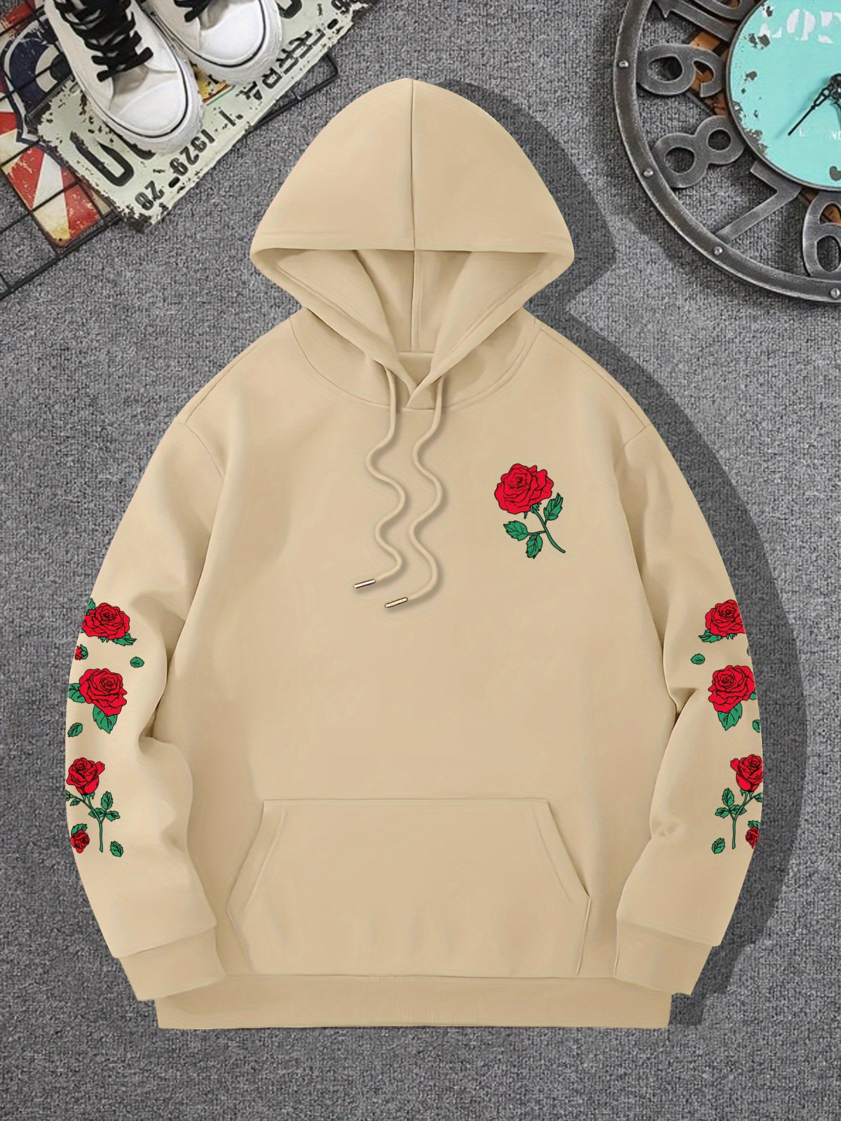 Vibrant Rose Patch Unisex Casual Streetwear Hoodie ♨️