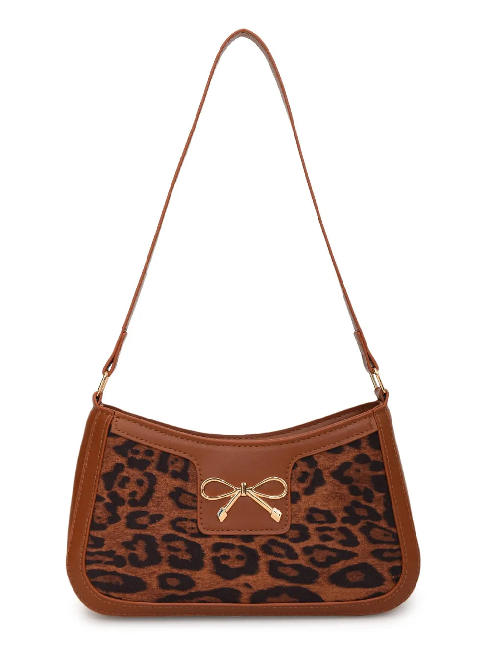 Chic Petite Leopard Print PU Leather Shoulder Handbag with Cute Bow 🤩