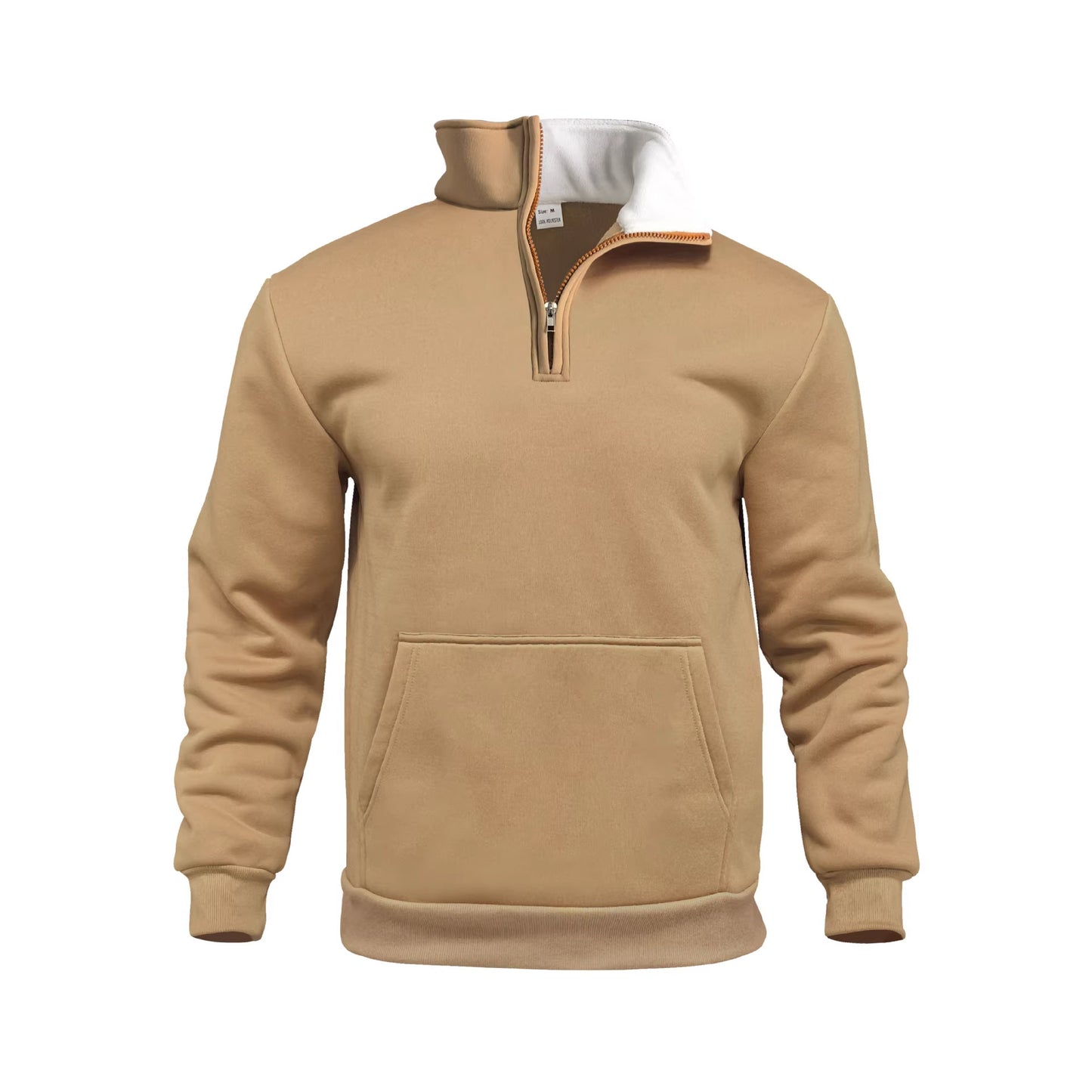 Men's Warm Autumn and Winter Waffle Knit Sweatshirt with Pouch Pocket and Stand-up Collar ♨️