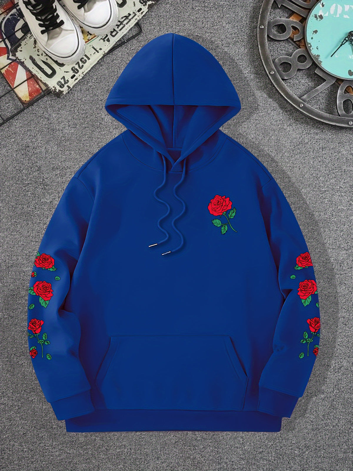 Vibrant Rose Patch Unisex Casual Streetwear Hoodie ♨️