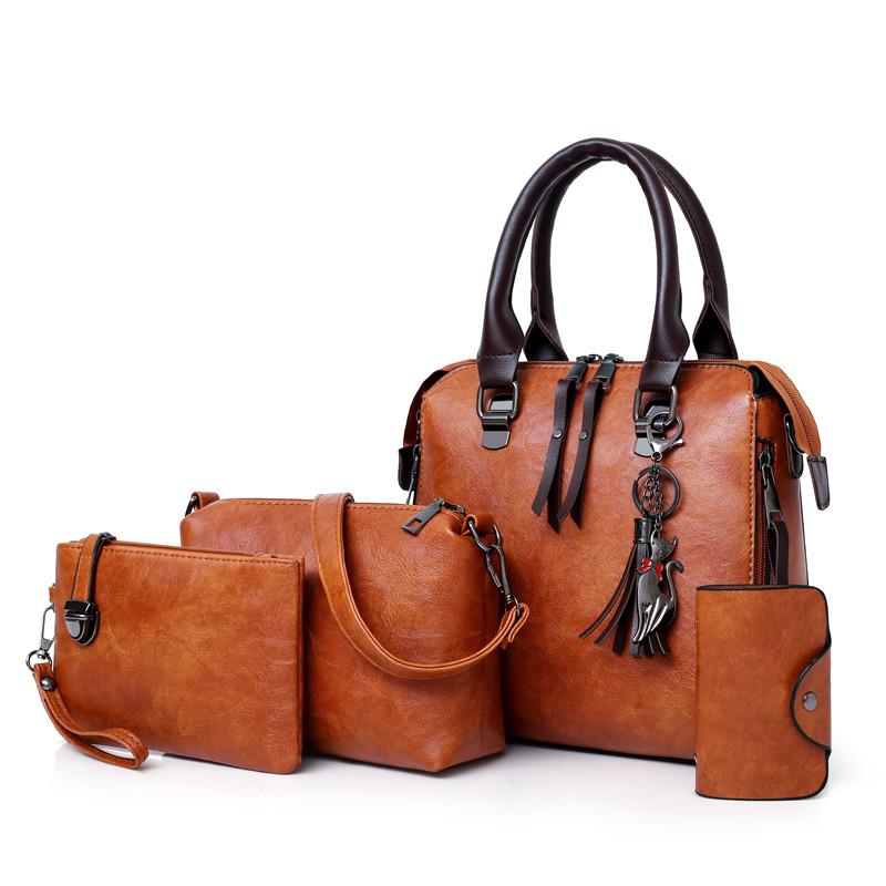 Women's BEST VALUE 4-in-1 Designer Leather Handbag SET 👜 Large & Medium Handbag, Laptop Bag + Wallet