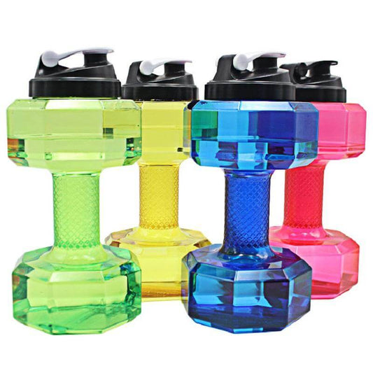 Sports Workout Water Bottle - 2.5L Dumbbell Shaped Plastic Mega Capacity