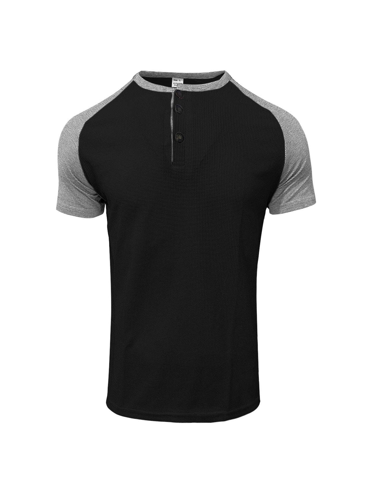 Men's Round Neck Trendy Sports Shirt - Solid with Offset Color Sleeves, Button Down Front 😎
