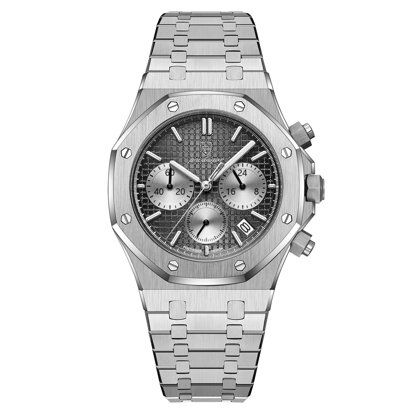 Men's Top End Classy Business Watch - Giftable Double Push Button Stainless Steel Chronograph ⌚️🎁