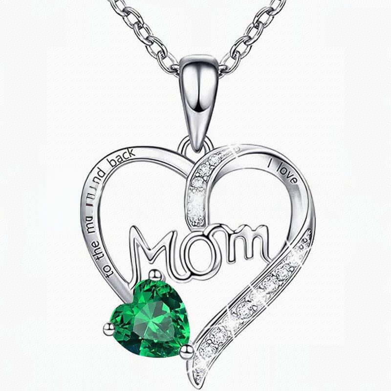 Gorgeous GIFTABLE Colored Stone Options 'MOM' Necklace - Love Heart-shaped Engraved Rhinestone 💝