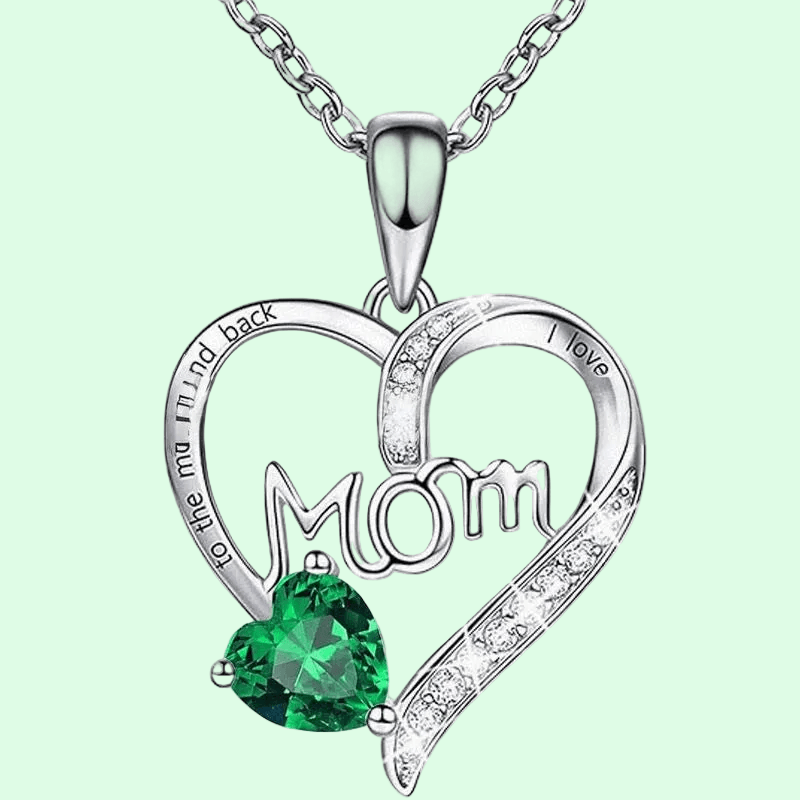 Gorgeous GIFTABLE Colored Stone Options 'MOM' Necklace - Love Heart-shaped Engraved Rhinestone 💝
