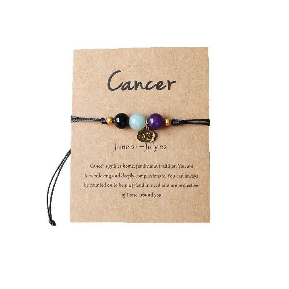 Super Cool Zodiac Beaded Bracelet - Natural Stone Beaded Tiger's Eye with Zodiac Picture Card 😎