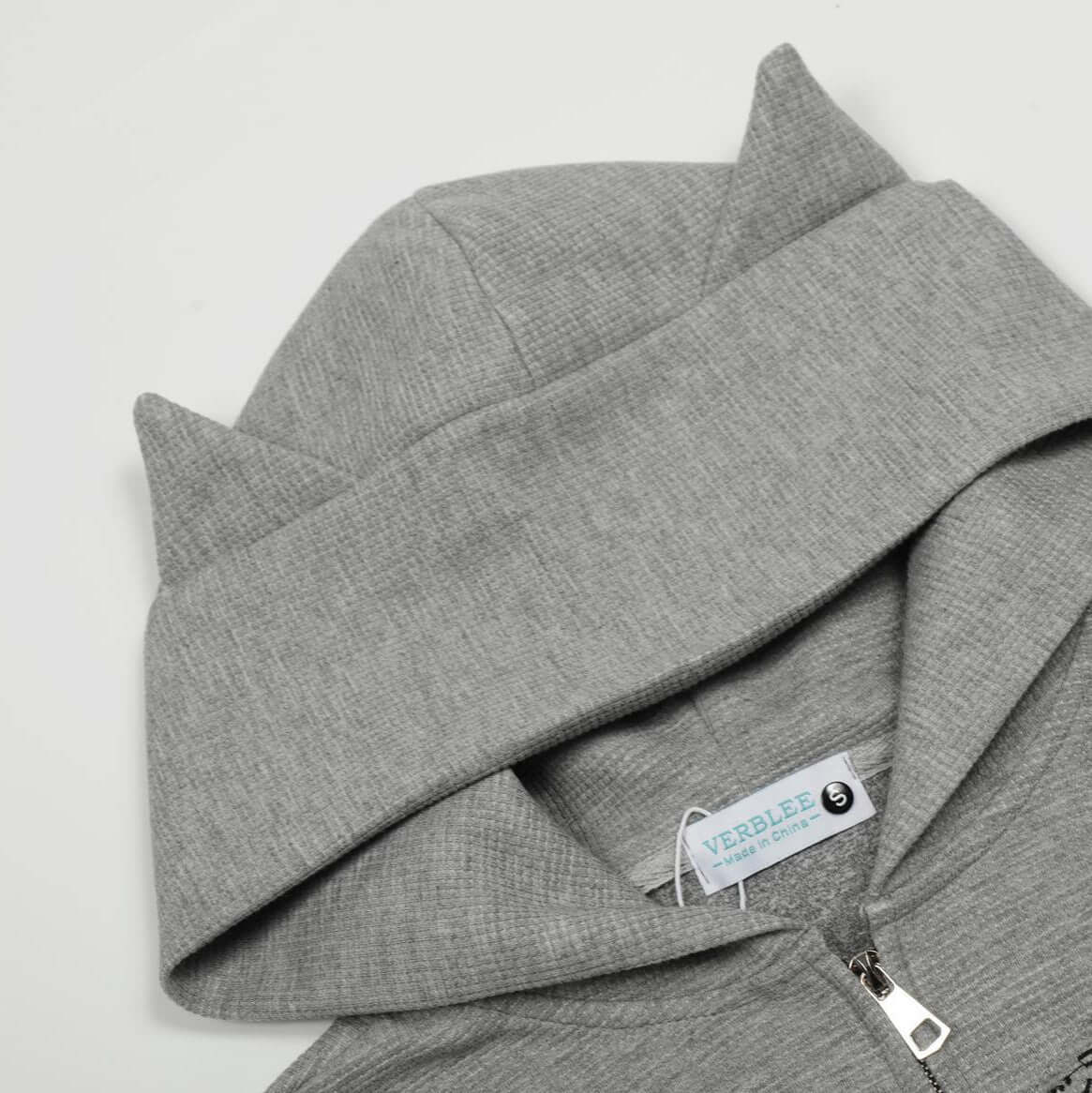 Warm Retro Lazy Kitten Embroidered Hooded Jacket with Kitty Ears 😺