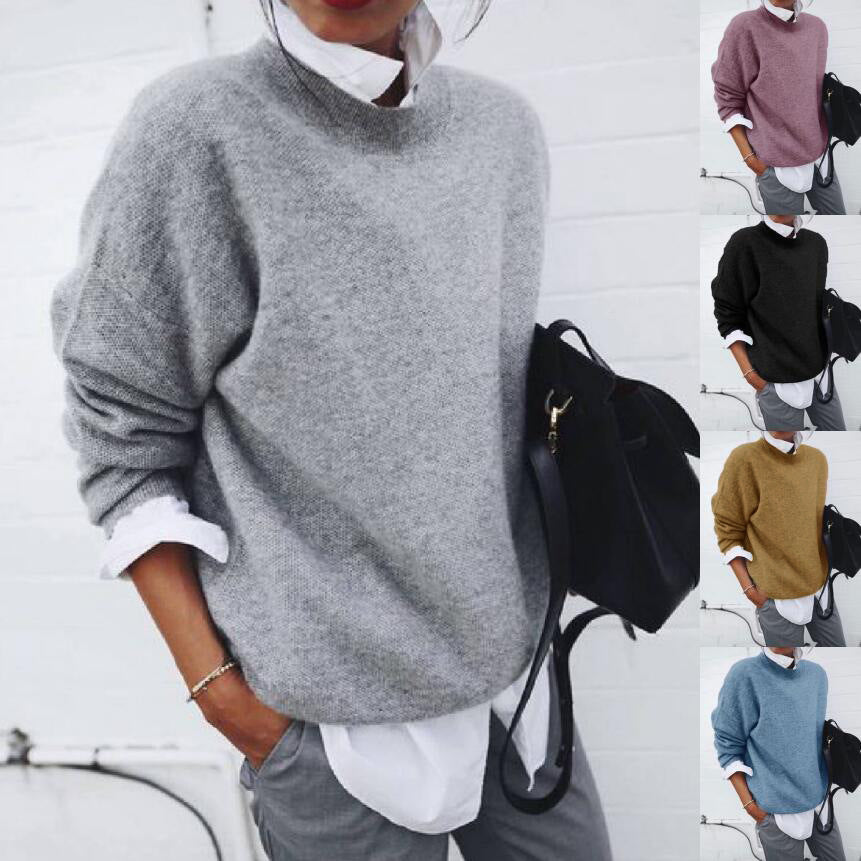 Women's Beautiful Basics Casual Sweater - Loose Fit Warm Polyester Pullover ♨️