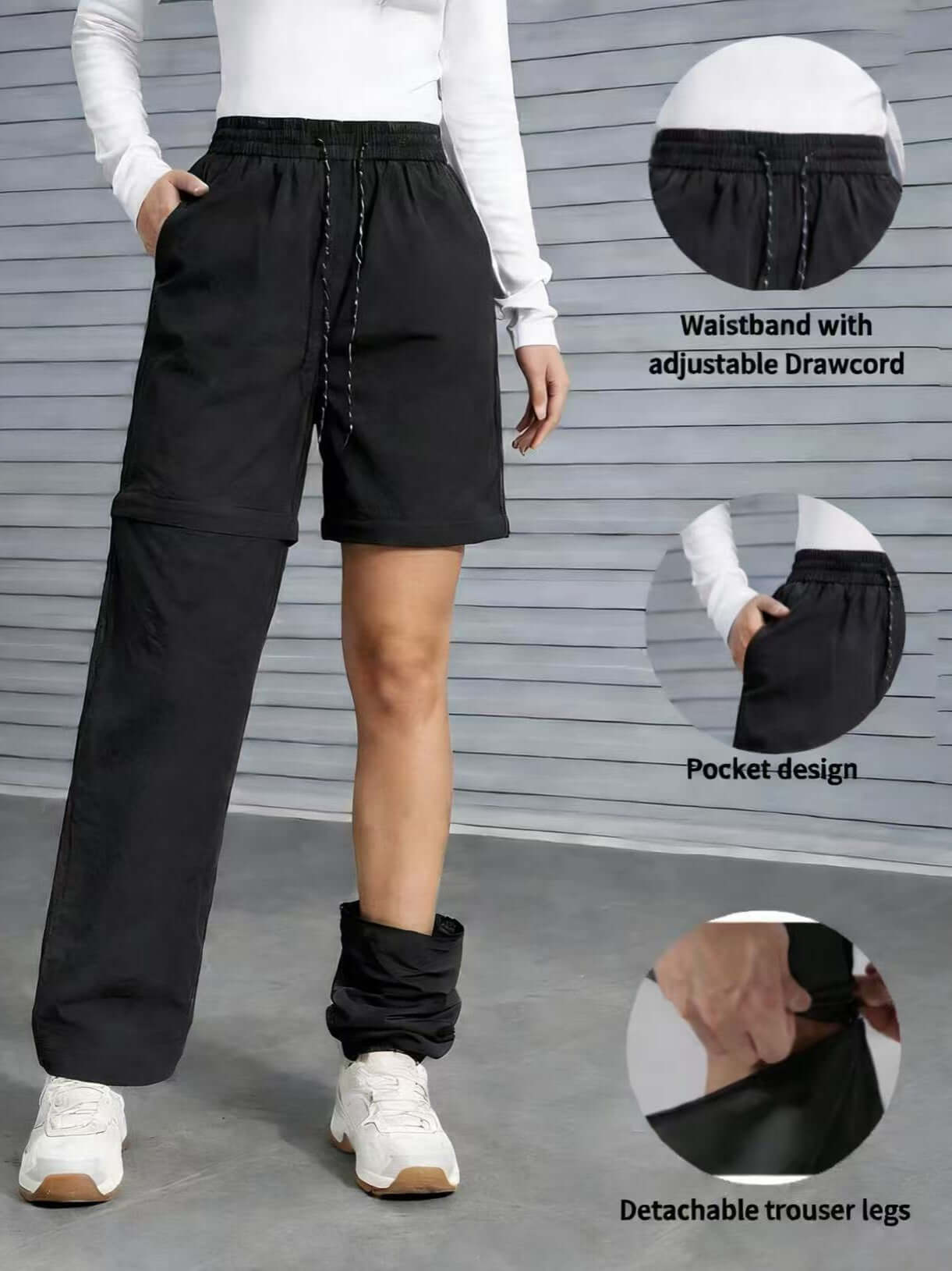 Women's Convertible Recreation Pants - Waterproof Quick-Dry Cargo Trousers with Zip-Off Legs