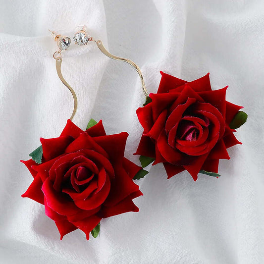 Gorgeous Fashion Alloy Rose Dangle Earrings 🥰