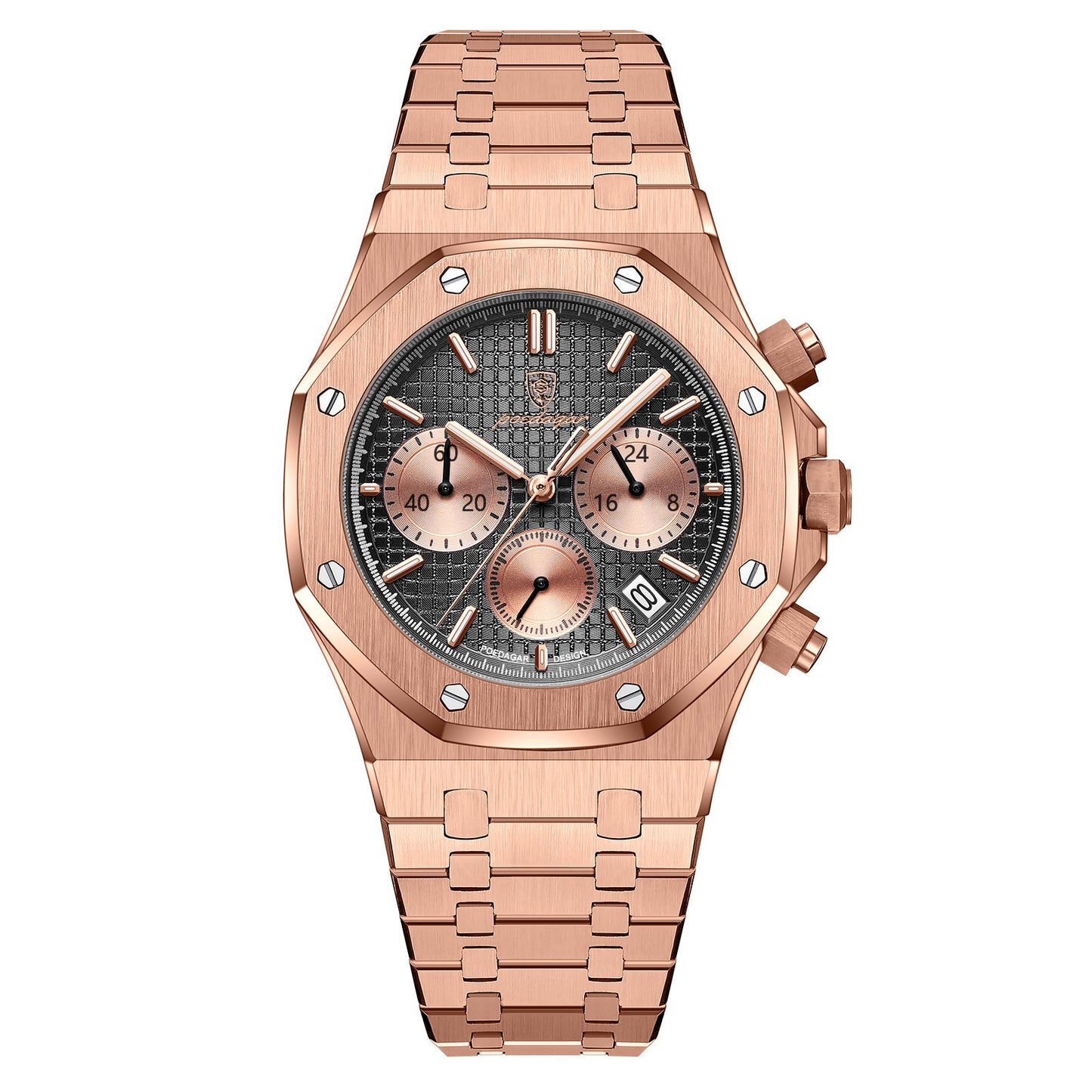 Men's Top End Classy Business Watch - Giftable Double Push Button Stainless Steel Chronograph ⌚️🎁