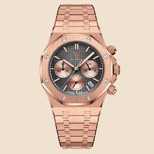 Men's Top End Classy Business Watch - Giftable Double Push Button Stainless Steel Chronograph ⌚️🎁
