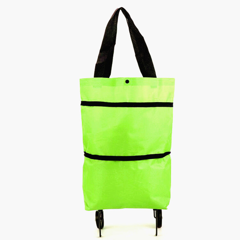 Portable Foldable Shopping Cart with Wheels - Clever Backpack Style Travel Trolley for Groceries & Storage