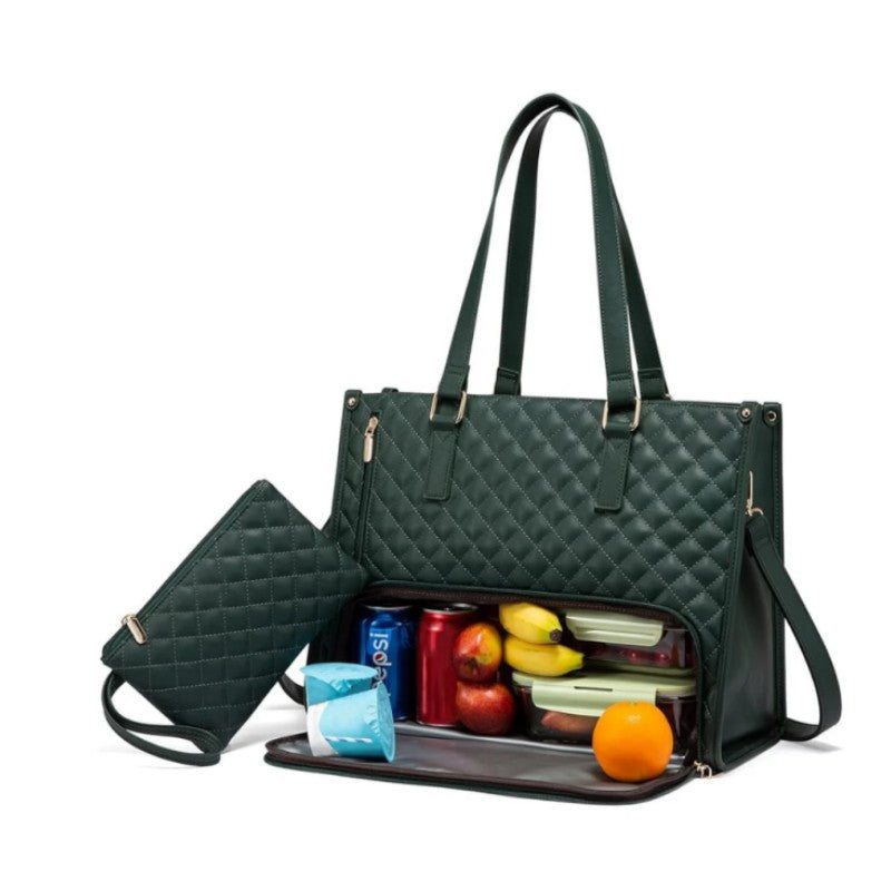 LARGE 2 Bags-in-1 Travel Tote - Laptop & Insulated Lunch Bag Ideal for Business, Nursing, Student & Daily Needs