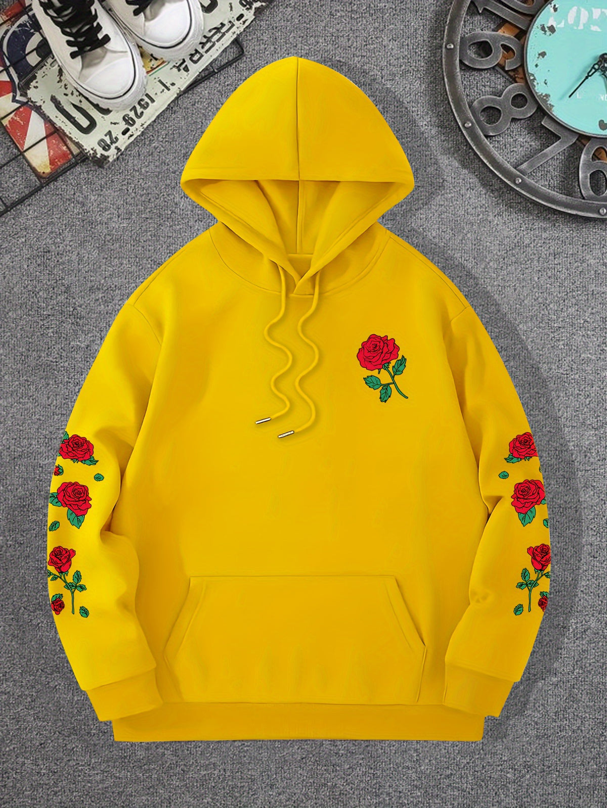 Vibrant Rose Patch Unisex Casual Streetwear Hoodie ♨️