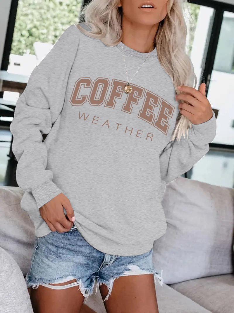 Women's Autumn Colors COFFEE Pattern Sweatshirt - Cozy Seasonal Comfort ! ☕️♨️