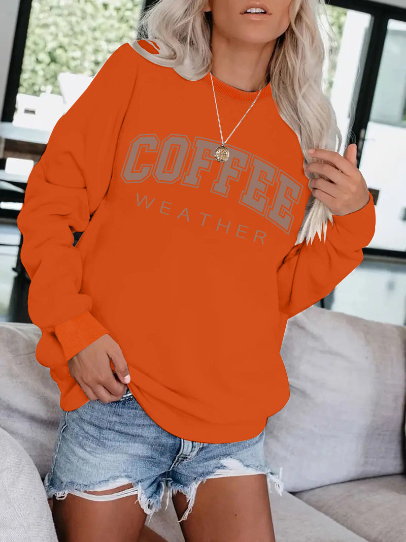 Women's Autumn Colors COFFEE Pattern Sweatshirt - Cozy Seasonal Comfort ! ☕️♨️