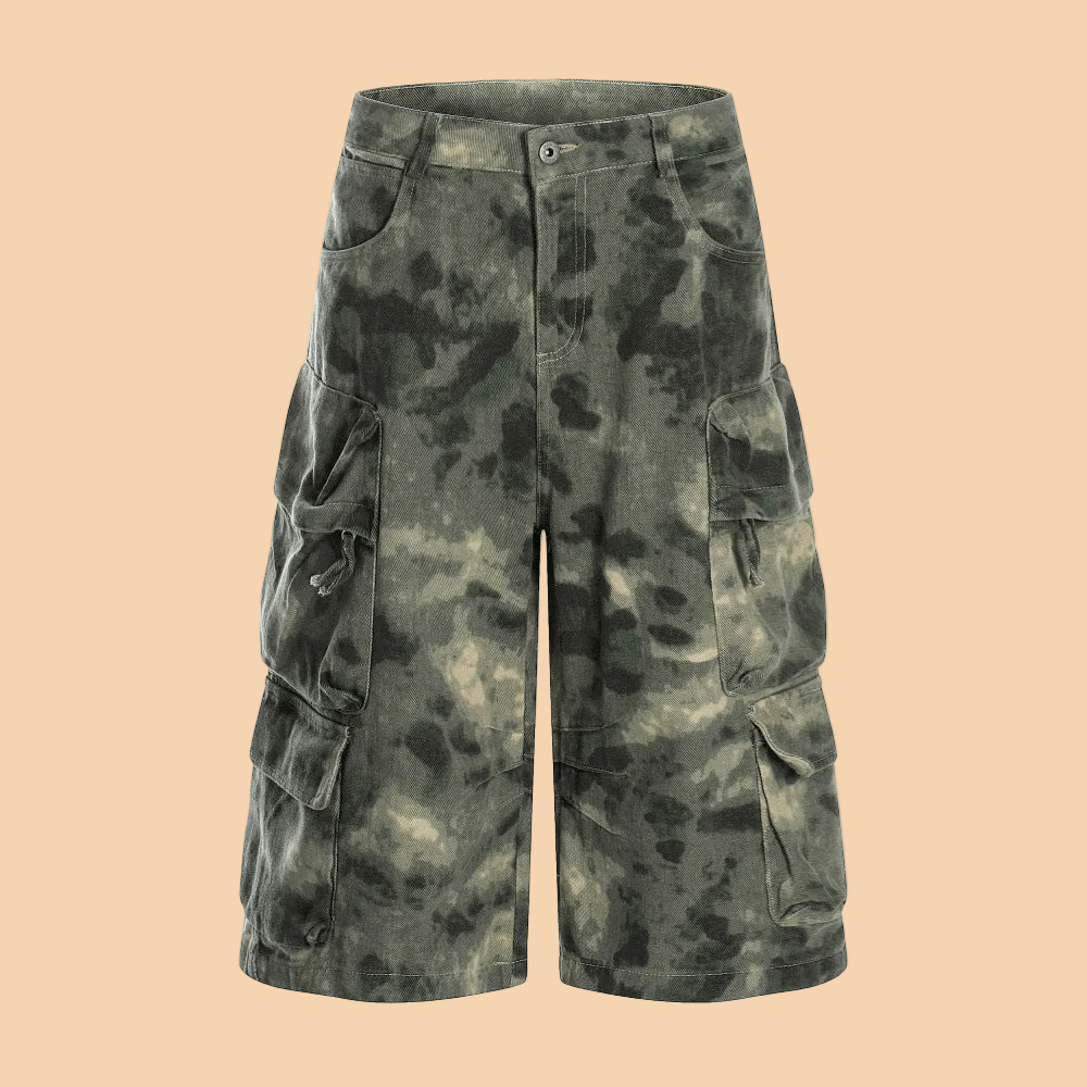 Popular Trending Camouflage Shorts - Durable Unisex Tie-Dye Workwear Seven Quarter Style