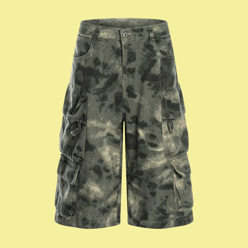 Popular Trending Camouflage Shorts - Durable Unisex Tie-Dye Workwear Seven Quarter Style
