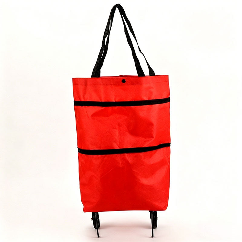 Portable Foldable Shopping Cart with Wheels - Clever Backpack Style Travel Trolley for Groceries & Storage