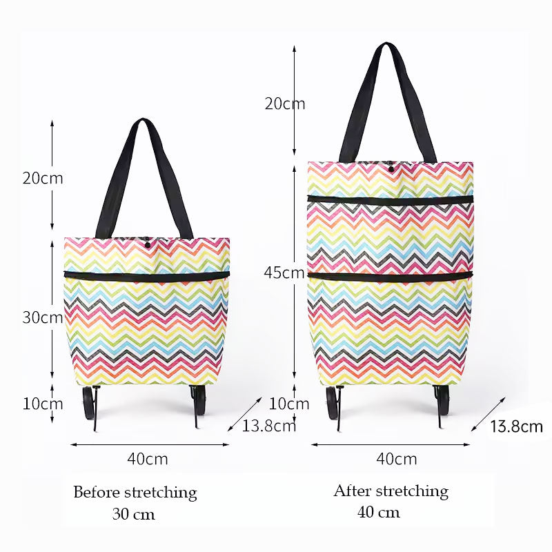 Portable Foldable Shopping Cart with Wheels - Clever Backpack Style Travel Trolley for Groceries & Storage