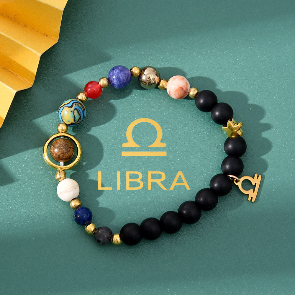 Super Cool Zodiac Beaded Bracelet - Natural Stone Beaded Tiger's Eye with Zodiac Picture Card 😎