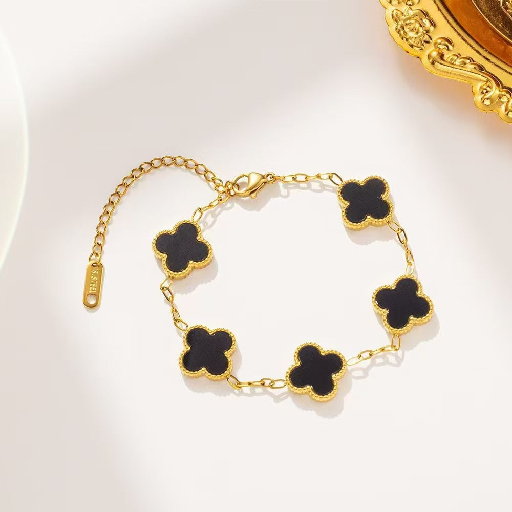 Gorgeous 4pc. Titanium Steel Jewelry SET - Great Value Floral Necklace + Bracelet + Earrings + Ring in Beautiful Colors