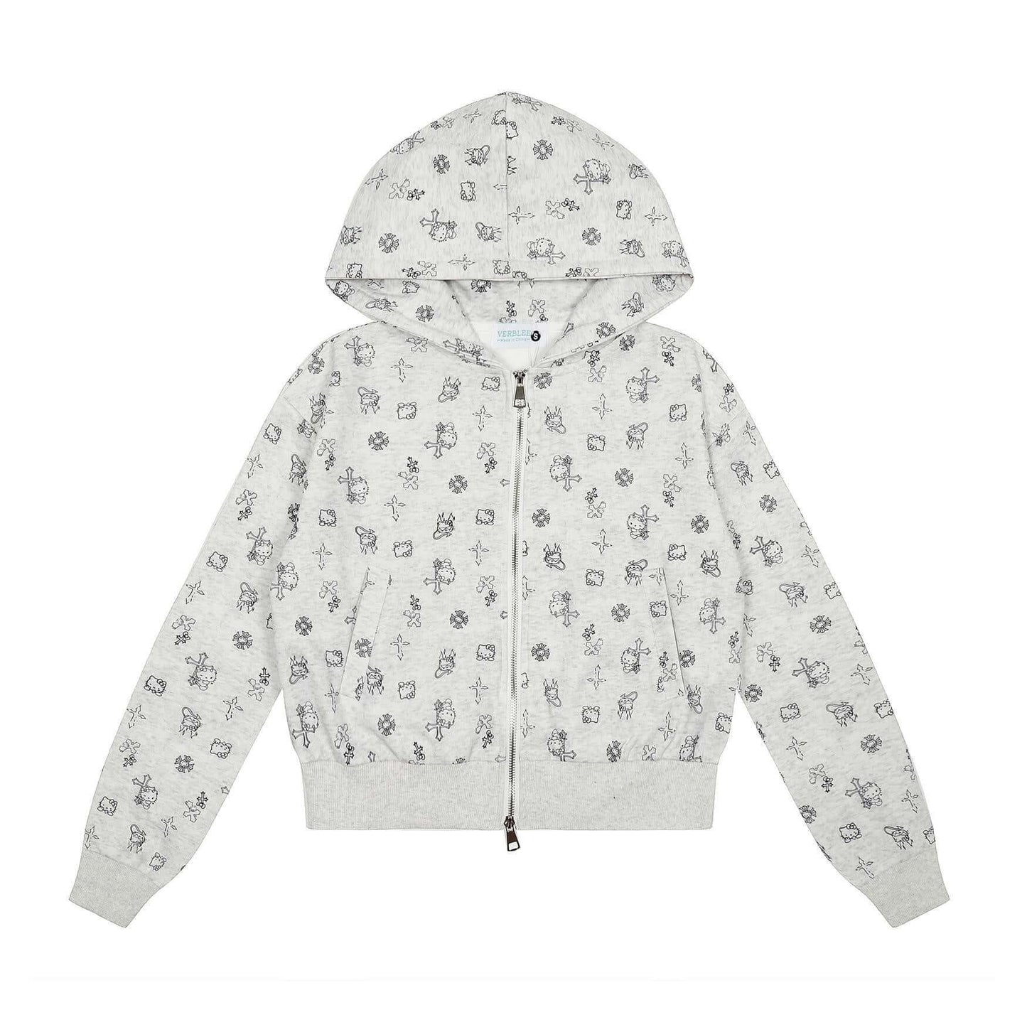Hip Hello Kitty Zip Up Jacket 😺 Retro High Street Cross Pattern