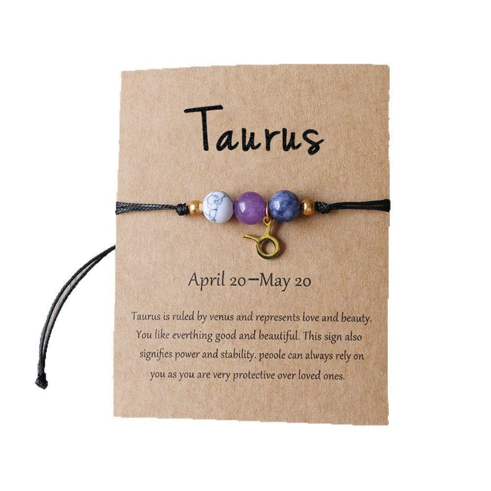Super Cool Zodiac Beaded Bracelet - Natural Stone Beaded Tiger's Eye with Zodiac Picture Card 😎