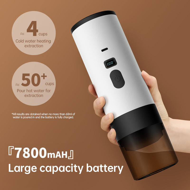 Portable Charging Wireless 3-in-1 Espresso Maker Kit - Stainless Steel 7800mAh, Car/Work/Home/Camping