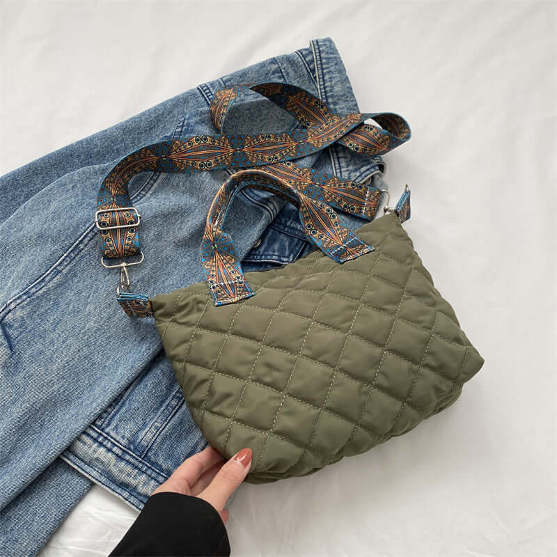 Quilted Casual Tote Bag-Handbag or Convert to Stylish Simple Crossbody Shoulder Bag 👜
