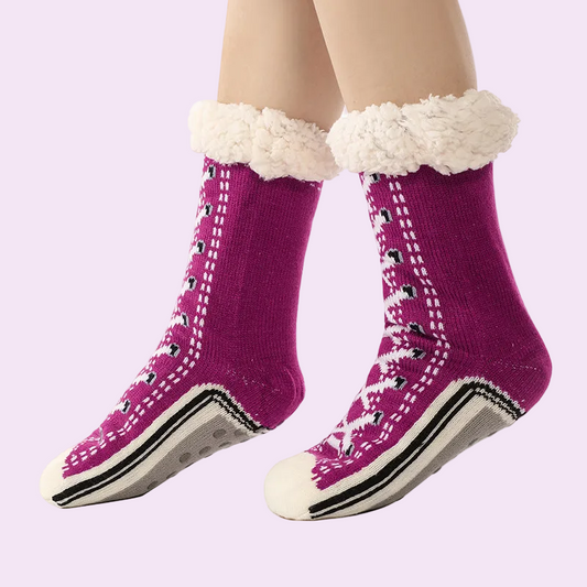Women's Extra-Warm Plush Floor Socks - Sneakers Style Calf Length Ultra-thick with Warm Lamb's Fur ♨️🧦