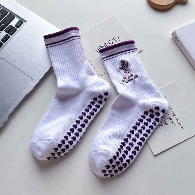 Hip Fun Graphics White Cotton Yoga Socks 🧘‍♀️🧦 for Women