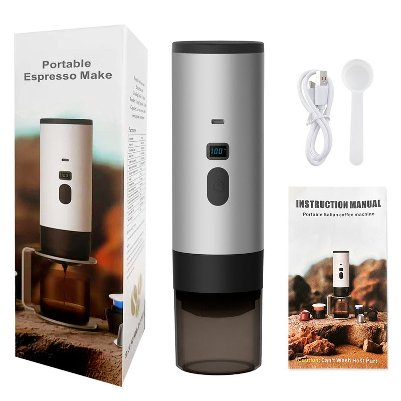 Portable Charging Wireless 3-in-1 Espresso Maker Kit - Stainless Steel 7800mAh, Car/Work/Home/Camping