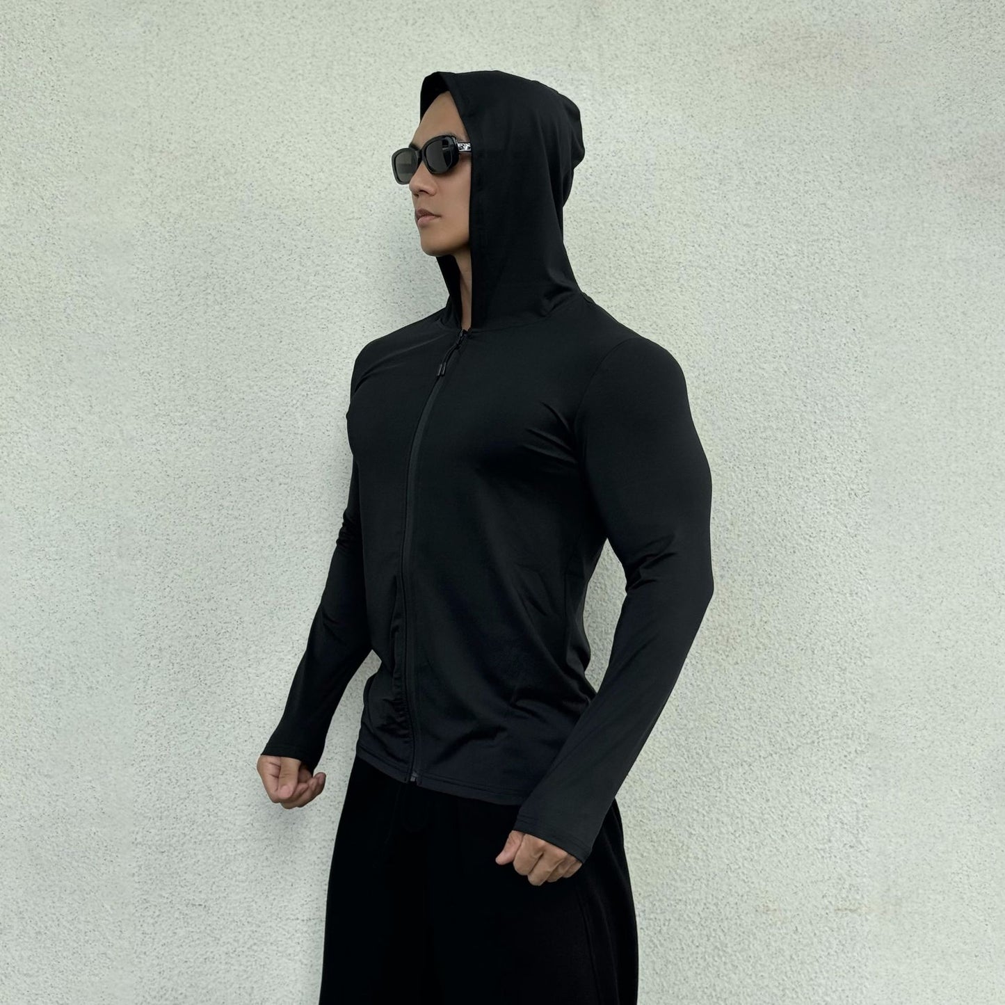 Hip Fashion Men's Lightweight Zip-Up Hooded Jacket - Body Form-fitted Styling