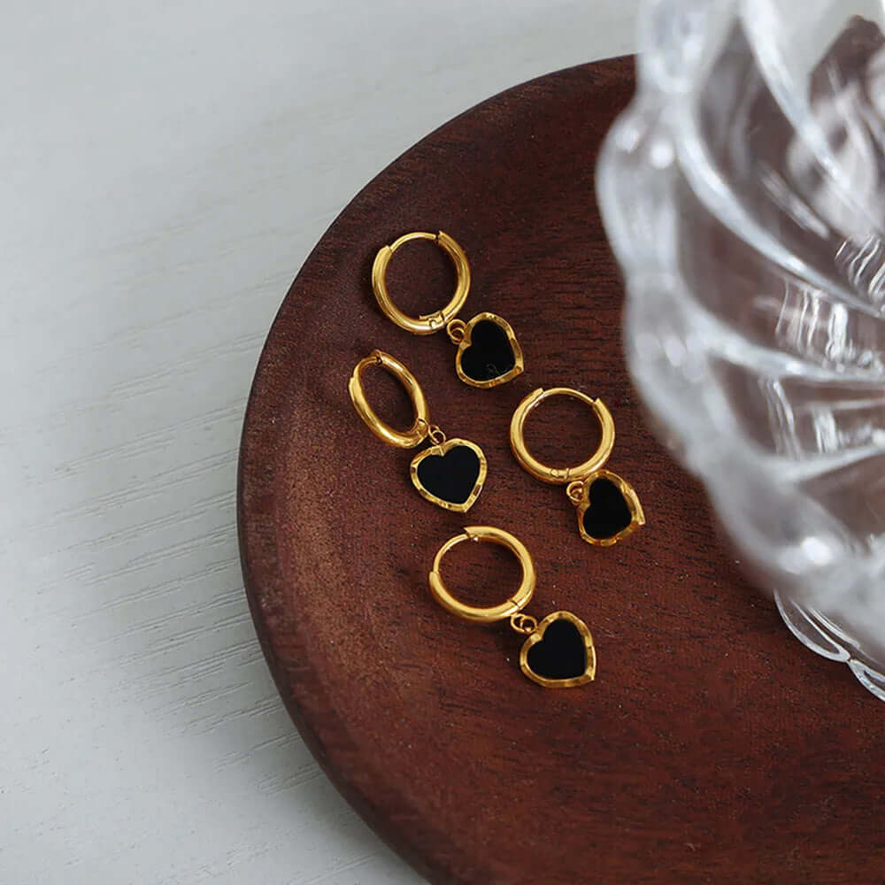 Gorgeous Giftable 💝 18K Gold-Plated Heart Drop Earrings - Titanium Steel