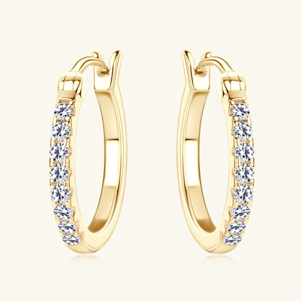 Moissanite Huggie Earrings - Stunning and Luxurious Gold and 925 Sterling Silver
