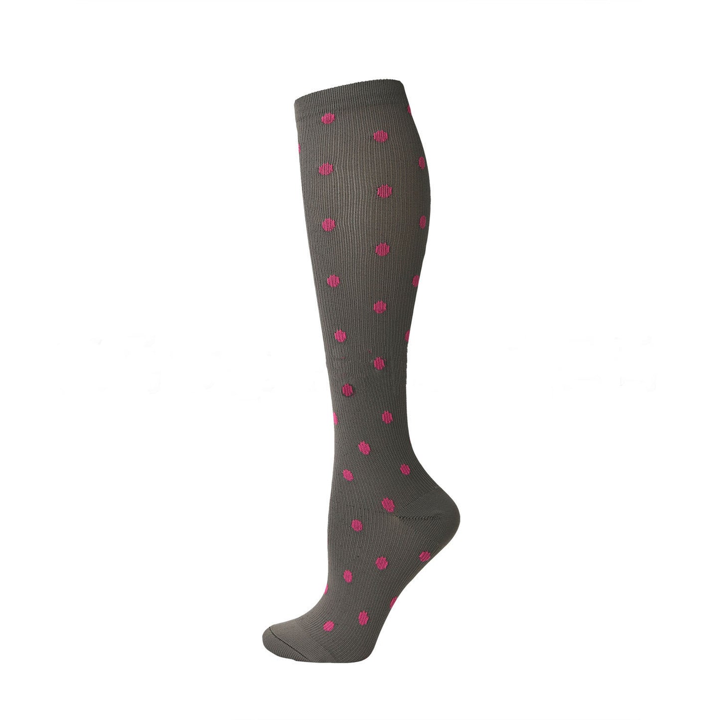 Women's Calf Length Compression Sports Socks - Anti-Slip, Sweat-absorbent, Solid & Polka Dots