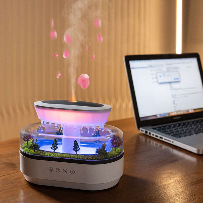 Beautiful Raindrop Style Aroma Humidifier with Gradient Lighting, White Noise, & Essential Oil Diffusion for Home