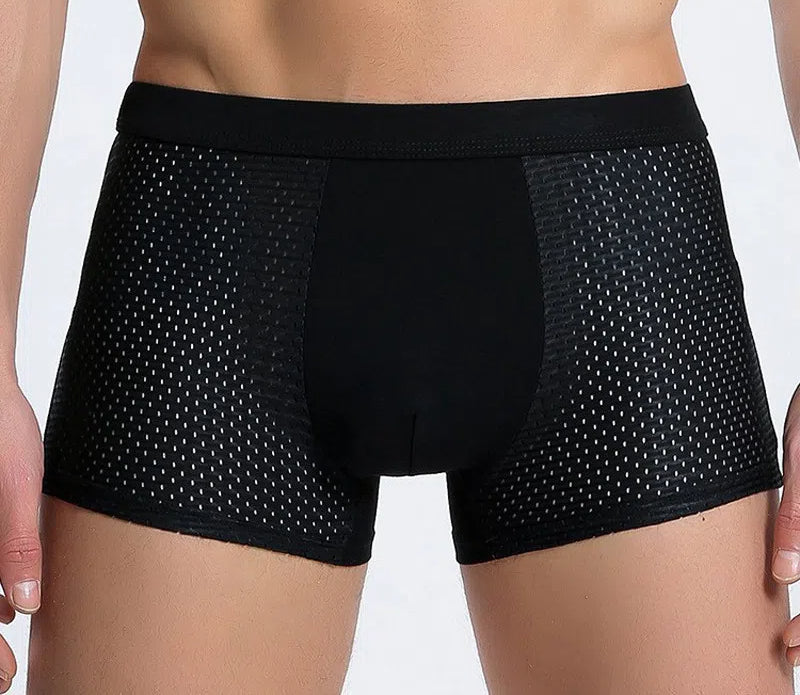 Men's 4 PACK Popular Ice Silk Flat Corner Underwear - Sporty Quick-Drying Breathable Mesh Thin Comfort
