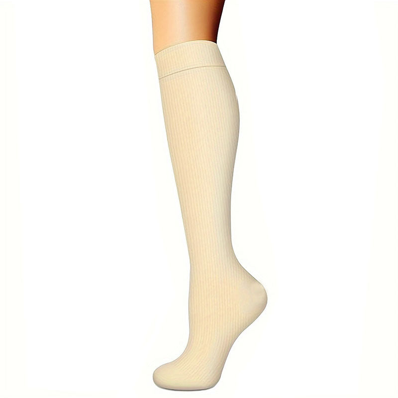 Women's Calf Length Compression Sports Socks - Anti-Slip, Sweat-absorbent, Solid & Polka Dots