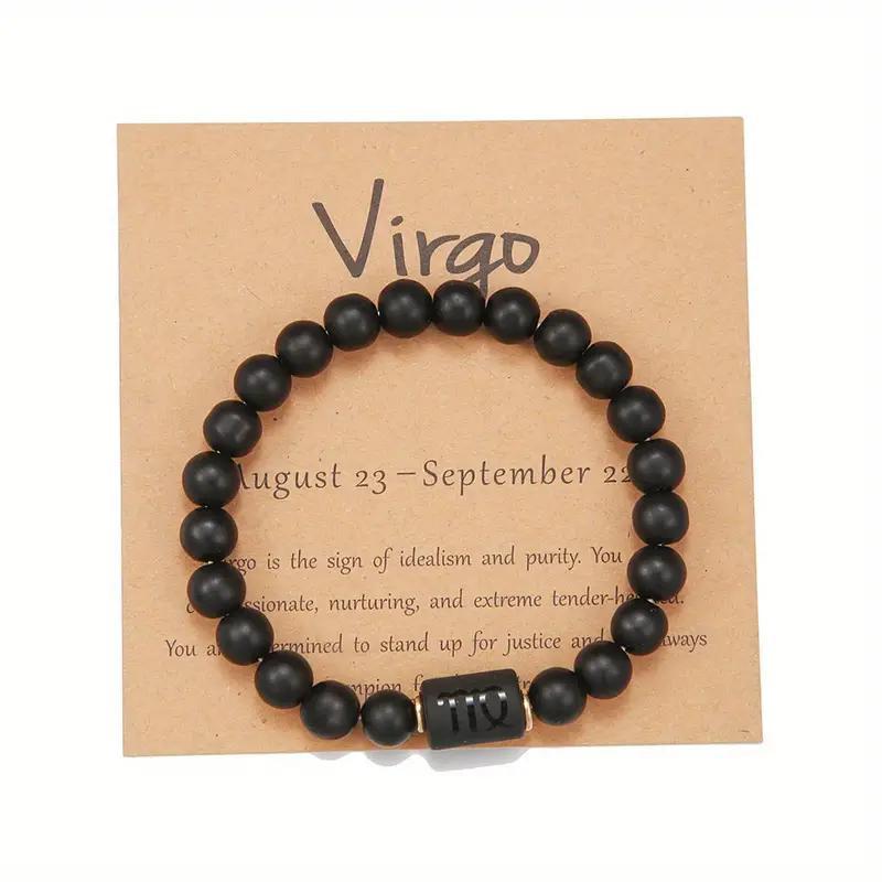 Super Cool Zodiac Beaded Bracelet - Natural Stone Beaded Tiger's Eye with Zodiac Picture Card 😎