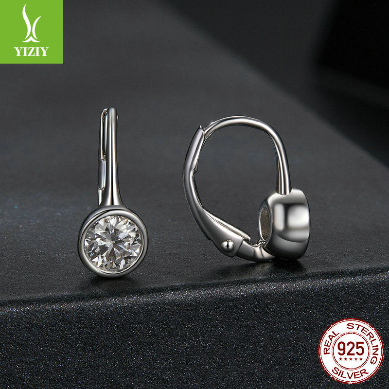 Gorgeous 925 STERLING SILVER Charm Earrings - Classic Ear Buckle Design Sparkling Moissanite