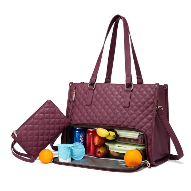 LARGE 2 Bags-in-1 Travel Tote - Laptop & Insulated Lunch Bag Ideal for Business, Nursing, Student & Daily Needs