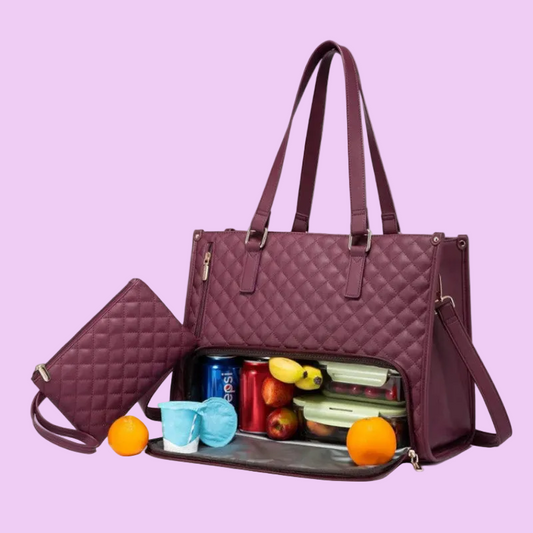 LARGE 2 Bags-in-1 Travel Tote - Laptop & Insulated Lunch Bag Ideal for Business, Nursing, Student & Daily Needs