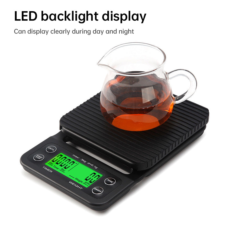 Digital Kitchen Coffee Scale - High Precision LCD - 3kg Capacity, 0.1g Precision, Tare Weight + Timer ⏰️